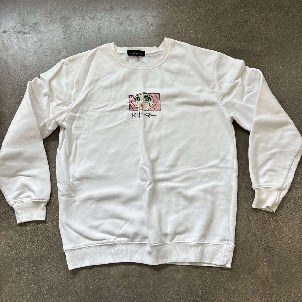 Social scene White Graphic anime sweatshirt